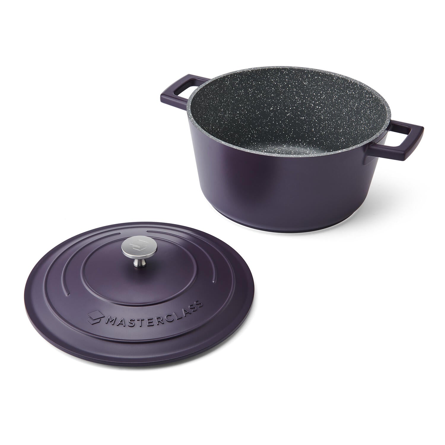 Støbt aluminiums gryde m/låg, lilla - 4L